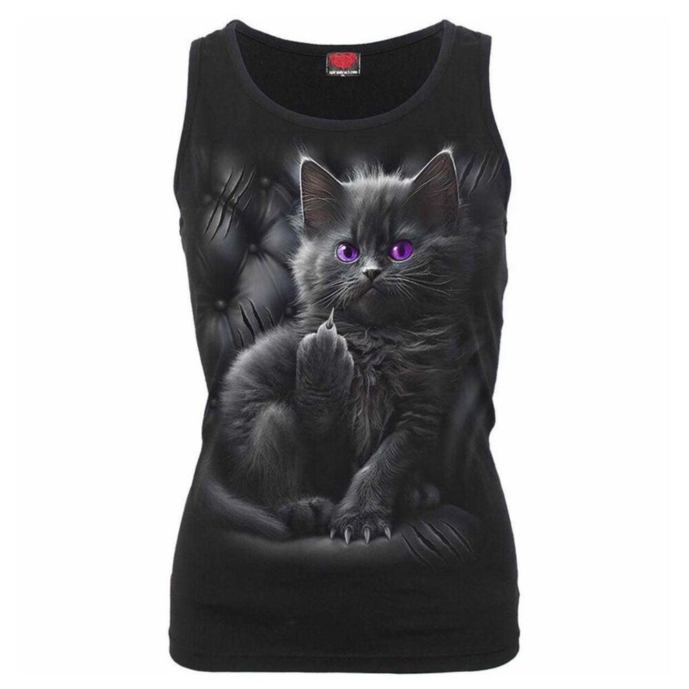 Spiral Womens/Ladies Cattitude Razor Back Sleeveless T-Shirt / Black
